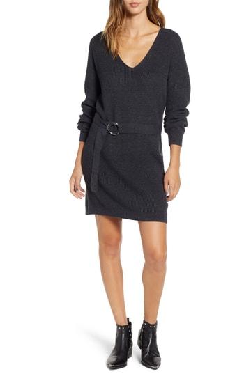 Women's Bp. Belted Sweater Dress, Size - Grey