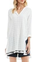 Women's Two Y Vince Camuto Tassel Hem Textured Cotton Tunic