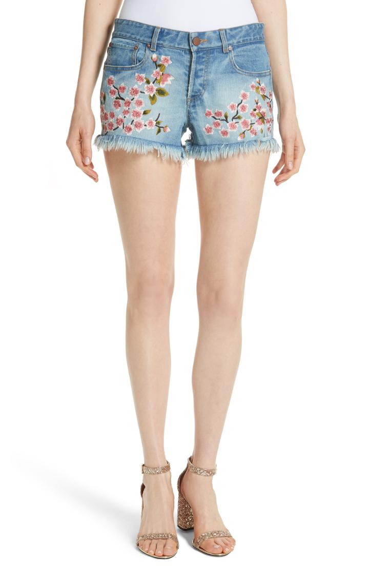 Women's Alice + Olivia Embroidered Denim Shorts