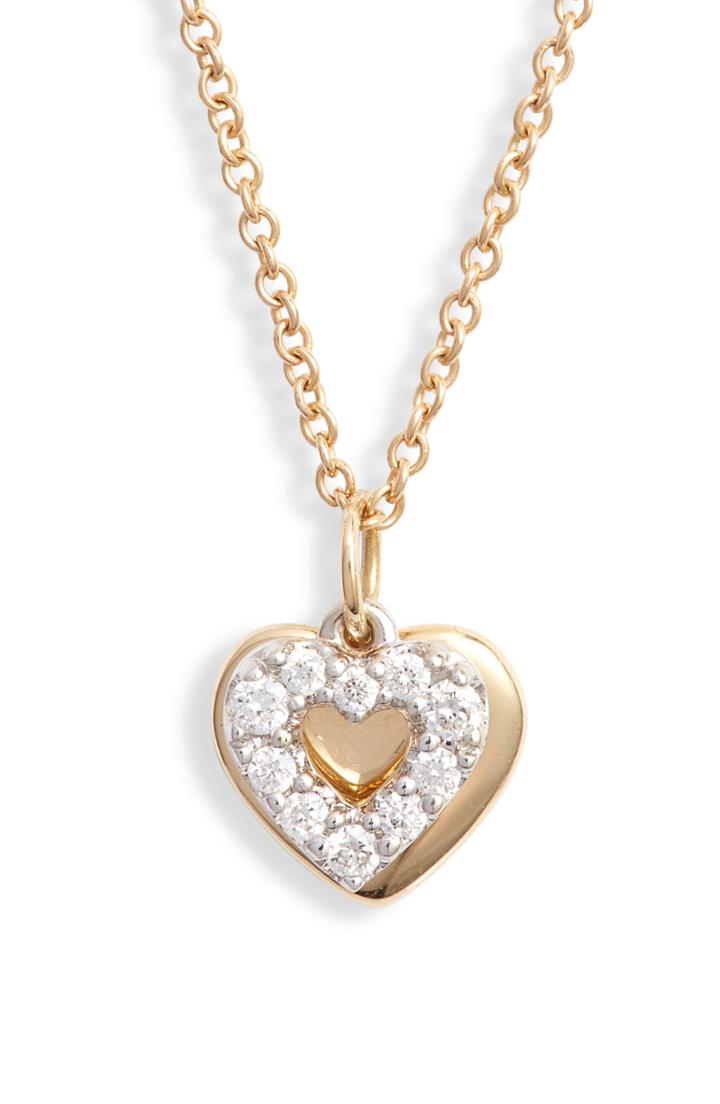 Women's Bony Levy Icons Gold & Diamond Heart Pendant Necklace (nordstrom Exclusive)