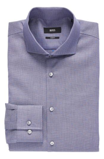 Men's Boss Slim Fit Microdot Dress Shirt .5 - - Blue