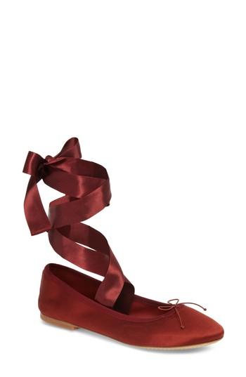 Women's Tory Burch Elodie Lace-up Ballet Flat M - Red