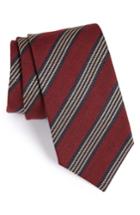 Men's Eton Stripe Cotton, Silk & Wool Tie, Size - Red