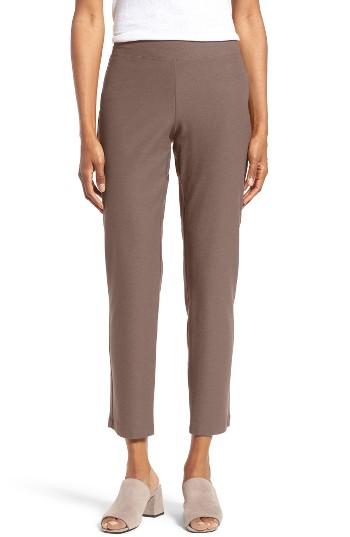 Women's Eileen Fisher Stretch Crepe Slim Ankle Pants - Brown