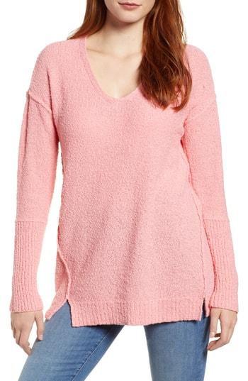 Petite Women's Caslon Boucle Tunic Sweater, Size P - Pink