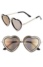Women's Glance Eyewear 61mm Mirrored Heart Sunglasses - Gold/ Black