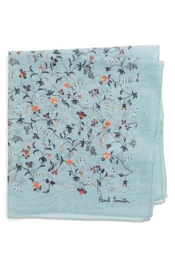 Men's Paul Smith Silk Pocket Square, Size - Blue