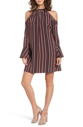 Women's Band Of Gypsies Stripe Cold Shoulder Shift Dress