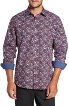 Men's Bugatchi Classic Fit Print Sport Shirt, Size - Pink