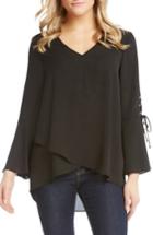 Women's Karen Kane Split Front Tie-sleeve Top - Black