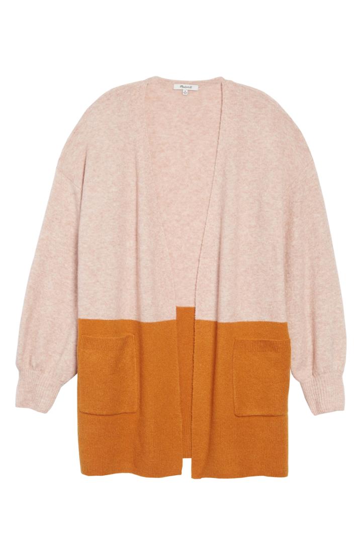 Women's Madewell Edgewater Colorblock Cardigan - Pink
