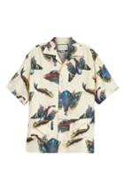 Men's Gucci Flying Fish Silk Bowling Shirt