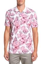 Men's Ted Baker London Course Floral Print Modern Slim Fit Polo (s) - Pink