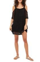 Women's Topshop Lace Off The Shoulder Babydoll Dress Us (fits Like 0) - Black