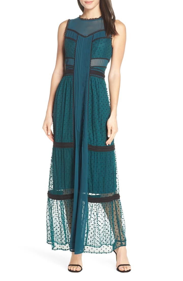 Women's Harlyn Embroidered Dot Evening Dress - Blue/green