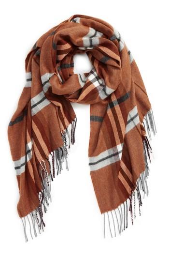Men's Topman Plaid Blanket Scarf, Size - Brown