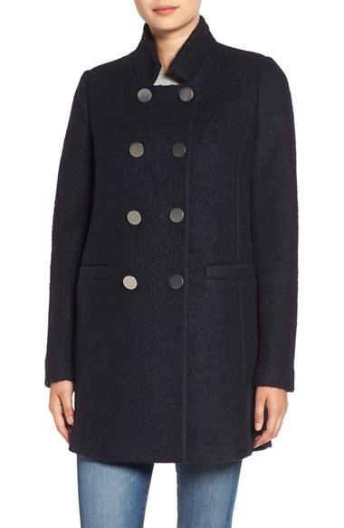 Women's Tahari 'harper' Double-breasted Boucle Coat - Blue