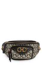 Salvatore Ferragamo Leather & Jacquard Belt Bag - Black