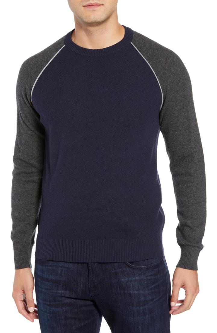 Men's Luciano Barbera Active Crewneck Wool & Cashmere Sweater Us / 54 Eu - Blue