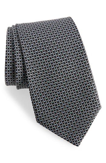 Men's Salvatore Ferragamo Energia Omega Print Silk Tie, Size - Black