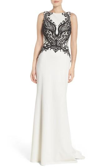 Women's La Femme Embellished Column Gown - Ivory