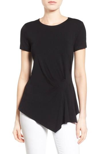 Women's Vince Camuto Short Sleeve Side Pleat Asymmetrical Top
