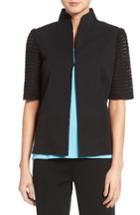 Women's Ming Wang Pointelle Sleeve Woven Jacket