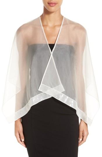 Women's Badgley Mischka Organza Poncho, Size - White