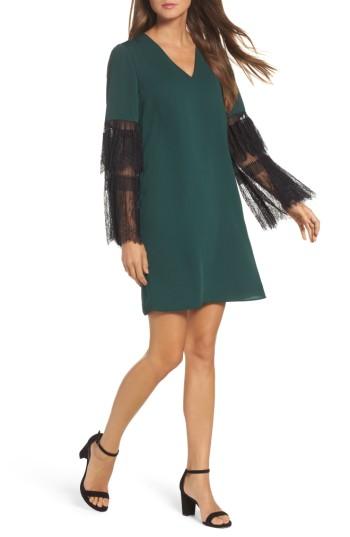 Women's Kobi Halperin Suki Lace Sleeve Shift Dress - Green