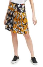 Women's French Connection Aventine Reverse Pattern Pleated Skirt - Yellow