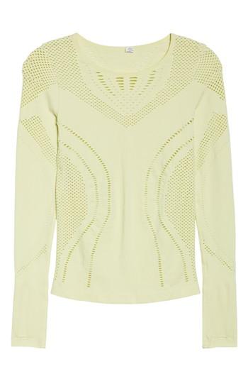 Women's Alo Lark Mesh Inset Long Sleeve Yoga Top - Yellow