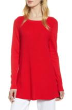 Women's Halogen Split Back Tunic Sweater - Red