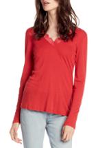 Women's Michael Stars Lace Detail Cotton Blend Slub Tee, Size - Red