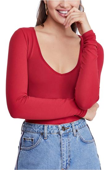 Women's Bdg Urban Outfitters Long Sleeve Jersey Tee - Red