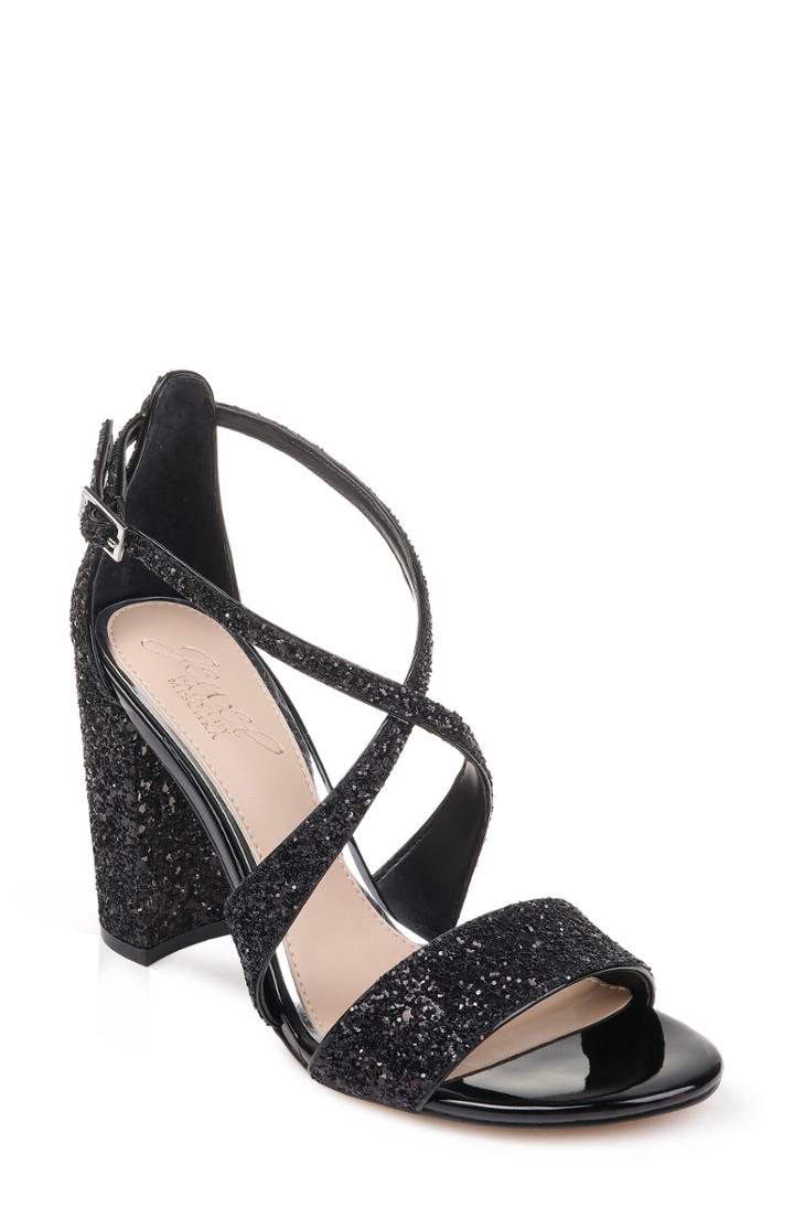 Women's Jewel Badgley Mischka Cook Block Heel Glitter Sandal M - Black