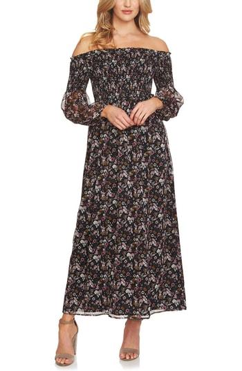 Women's Cece Abbey Smocked Off The Shoulder Dress - Black