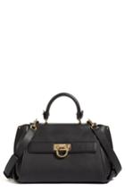 Salvatore Ferragamo Medium Pebbled Leather Satchel - Black