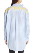 Women's Balenciaga Back Logo Stripe Shirt Us / 42 Fr - Blue