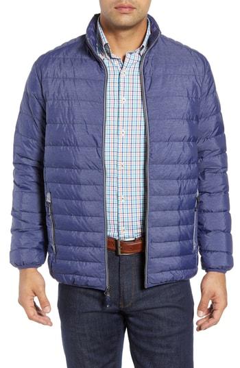 Men's Peter Millar Crown Elite Light Down Bomber Jacket - Blue