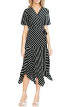 Women's Vince Camuto Playful Stripe Wrap Dress - Black