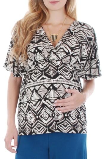 Women's Everly Grey 'ophelia' Print Maternity/nursing Top - Black
