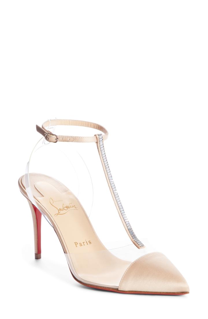 Women's Christian Louboutin Nosy Spikes Pvc Pump Us / 39eu - Beige