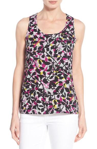 Women's Halogen Scoop Neck Woven Tank, Size - Black