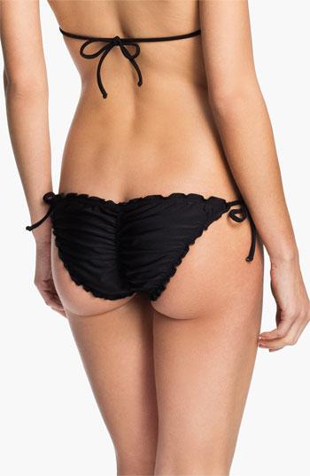 Women's Luli Fama 'wavy' Brazilian Side Tie Bikini Bottoms - Black