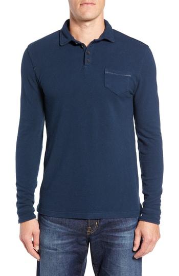 Men's M.singer Regular Fit Long Sleeve Pique Polo - Blue
