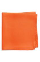 Men's Nordstrom Men's Shop Solid Silk Pocket Square, Size - Orange