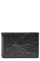 Men's Fossil Neel Leather Money Clip Wallet - Black