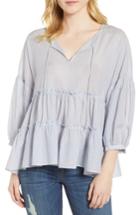 Women's Lucky Brand Tie Neck Tiered Top - Blue