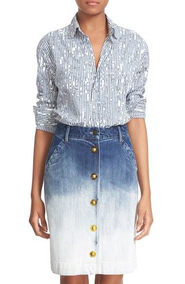 Women's Tomas Maier Ceramic Stripe Cotton Blend Shirt