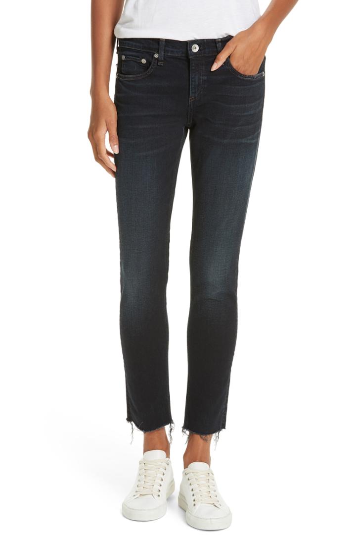 Women's Rag & Bone/jean The Dre Raw Hem Ankle Slim Boyfriend Jeans - Blue